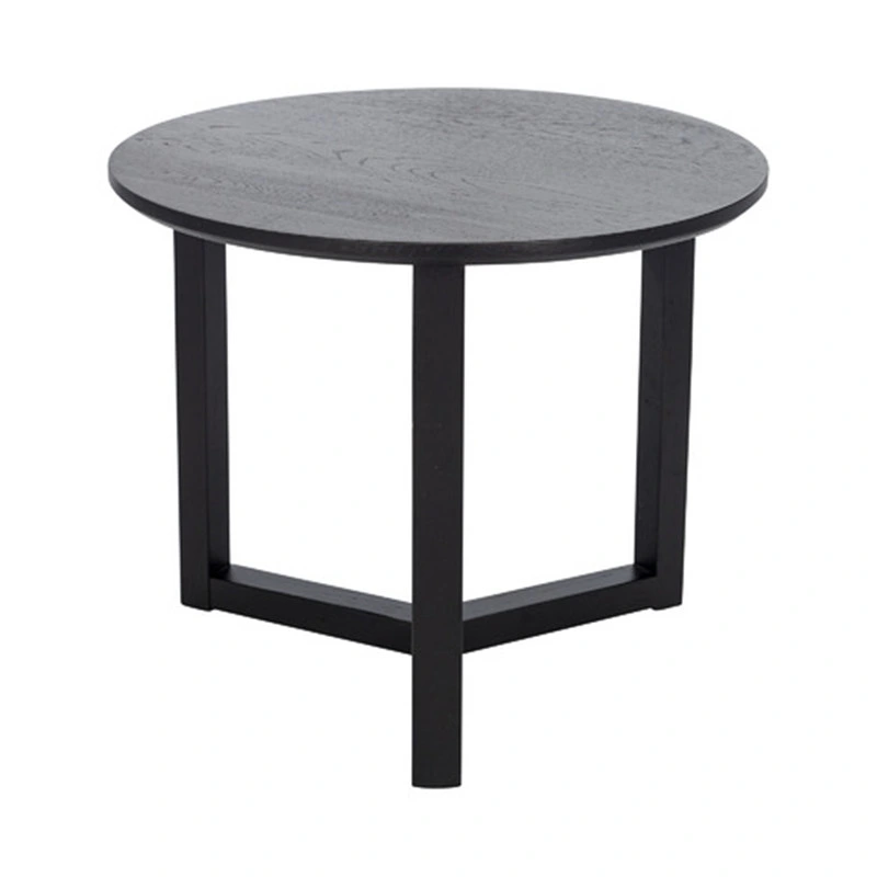 Black Small Round Nesting Coffee Table Set of 2, Modern Accent Oak Wooden Powder Painted Side Table for Living Room, Office, Home Decor, Bedroom