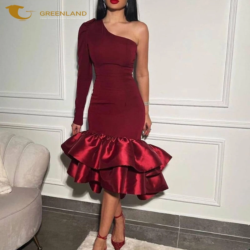 Designer Women Clothing Evening Party Dresses Custom Polyester Summer Fashionable One Shoulder Gowns Skinny Dresses for Women