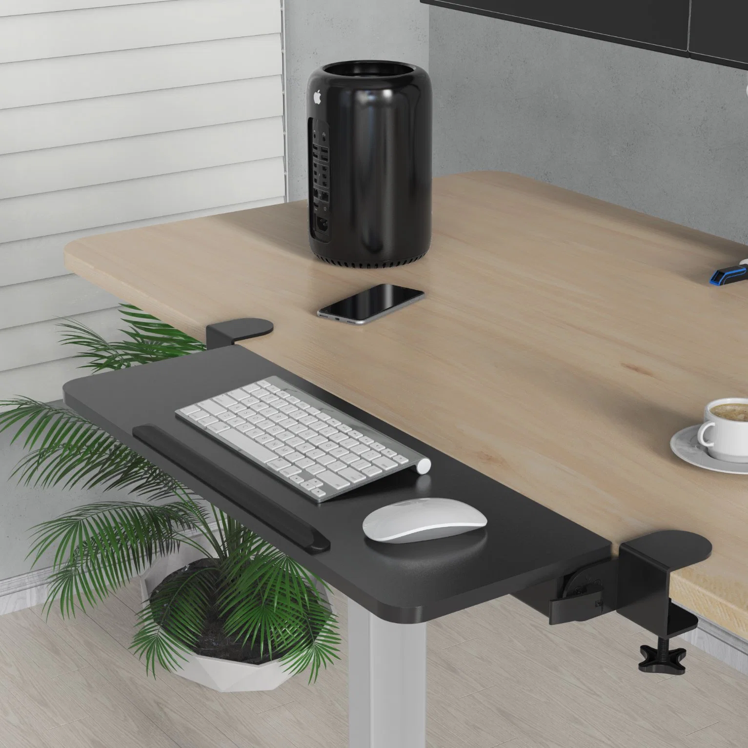 V-Mounts Ergonomic Keyboard Tray Clamp on Installation for Typing Under Desk for Home Office