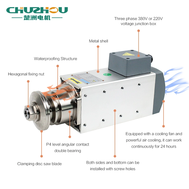 Air Cool Aluminium Cutting Saw Blade Electric/Electrical Single Phase CNC Router Spindle Motor with 2.2kw