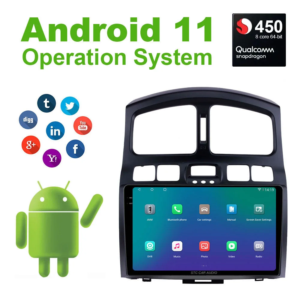 شاشة LCD بنظام Android من QLED لنظام Car Octa Core بدقة 4K وبدقة 360 درجة عرض بانورامي 2000 * L200 شاشة لمس QLED Android مصنوع بشكل مخصص مشغل السيارة