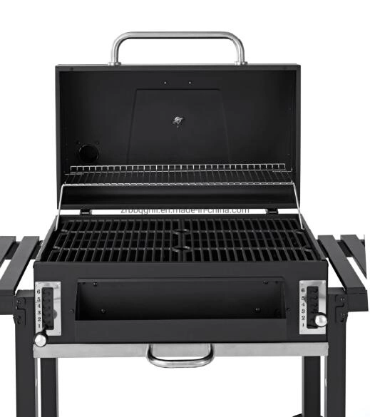 Charcoal Grill Black BBQ Grill Outdoor Double Firebox