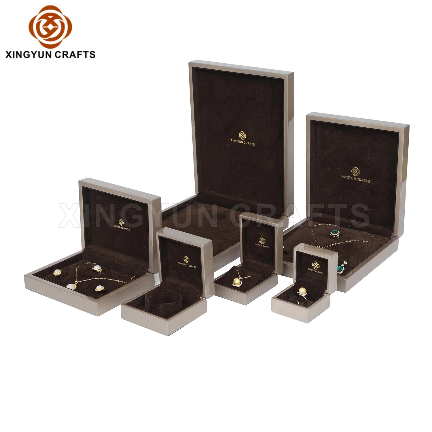 2023 Champagne Piano Glossy Finish Wooden Jewelry Set Packaging Box