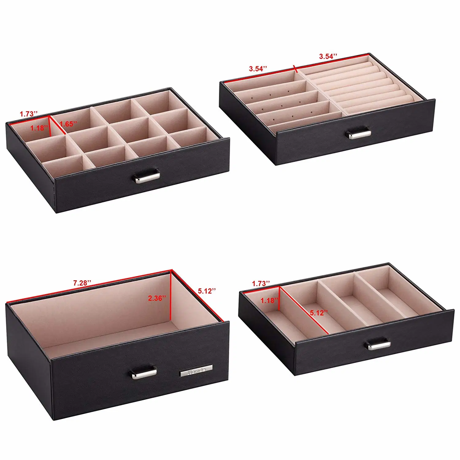 Schwarz Weiß OEM Reise Schmuck Box Organizer Faltbarer eleganter Schmuck Aufbewahrungskoffer