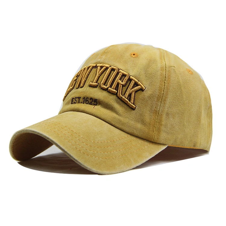 Factory Wholesale/Supplier Stock Custom Embroidery Logo Washed Cotton New York Baseball Cap