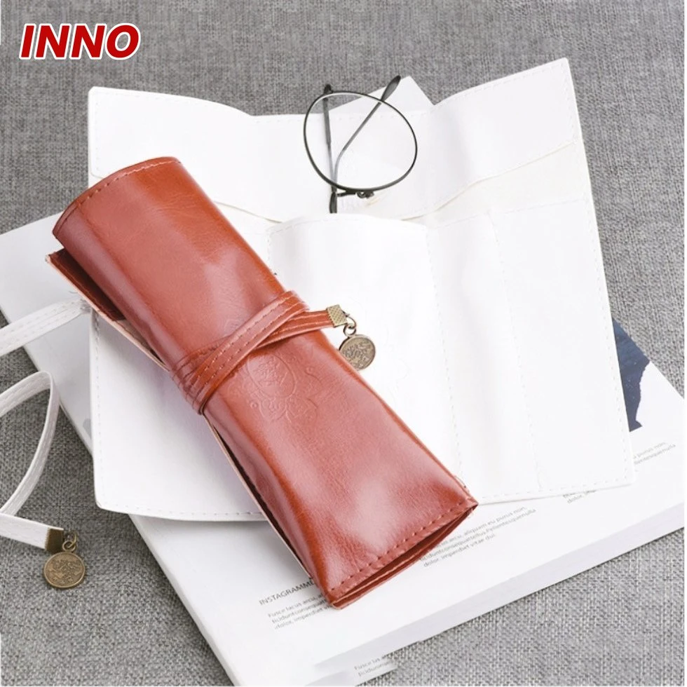 Inno-R012 Manufacturer Wholesale/Supplier Retro Soft PVC Leather Bag Set for Pencil and Brush, Custom Logo Eco-Friendly