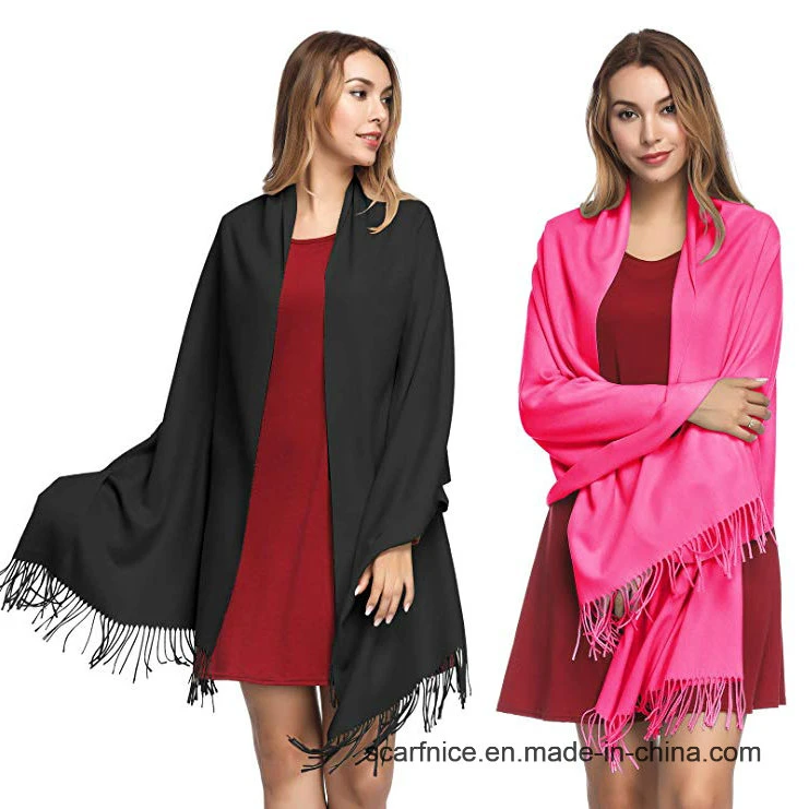 Cashmere Pashmina sólido xales e envolvimentos para Mulheres