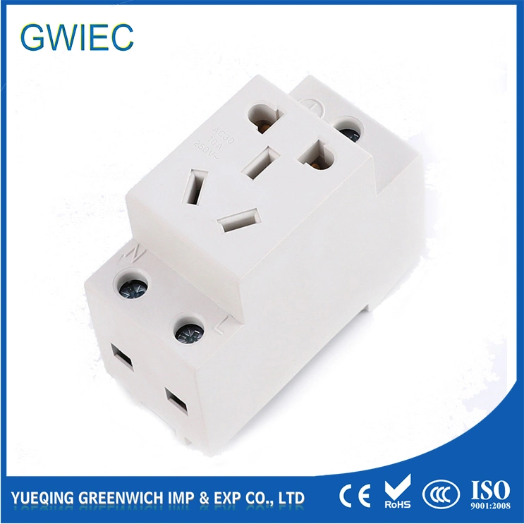 White 3 Pin 4 5 DIN Rail Outlet 16 AMP Socket Modular