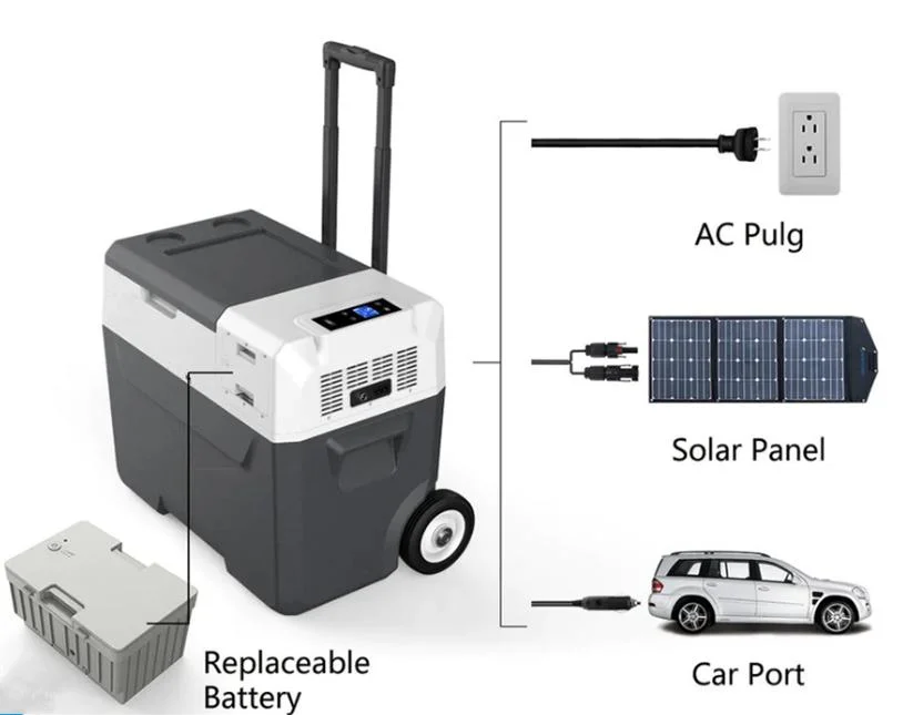 12 V Geladeira 30L/40L/50L Portátil Solar Frigorífico Congelador com 3X30W Painel Solar para Acampamento.