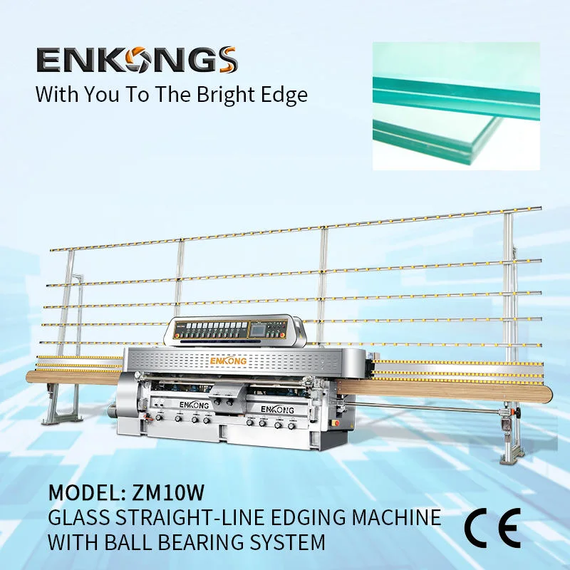 China Enkongs Vertical Straight-Line Edging Machine with Ball Bearing Structure Both for Glass and Stone