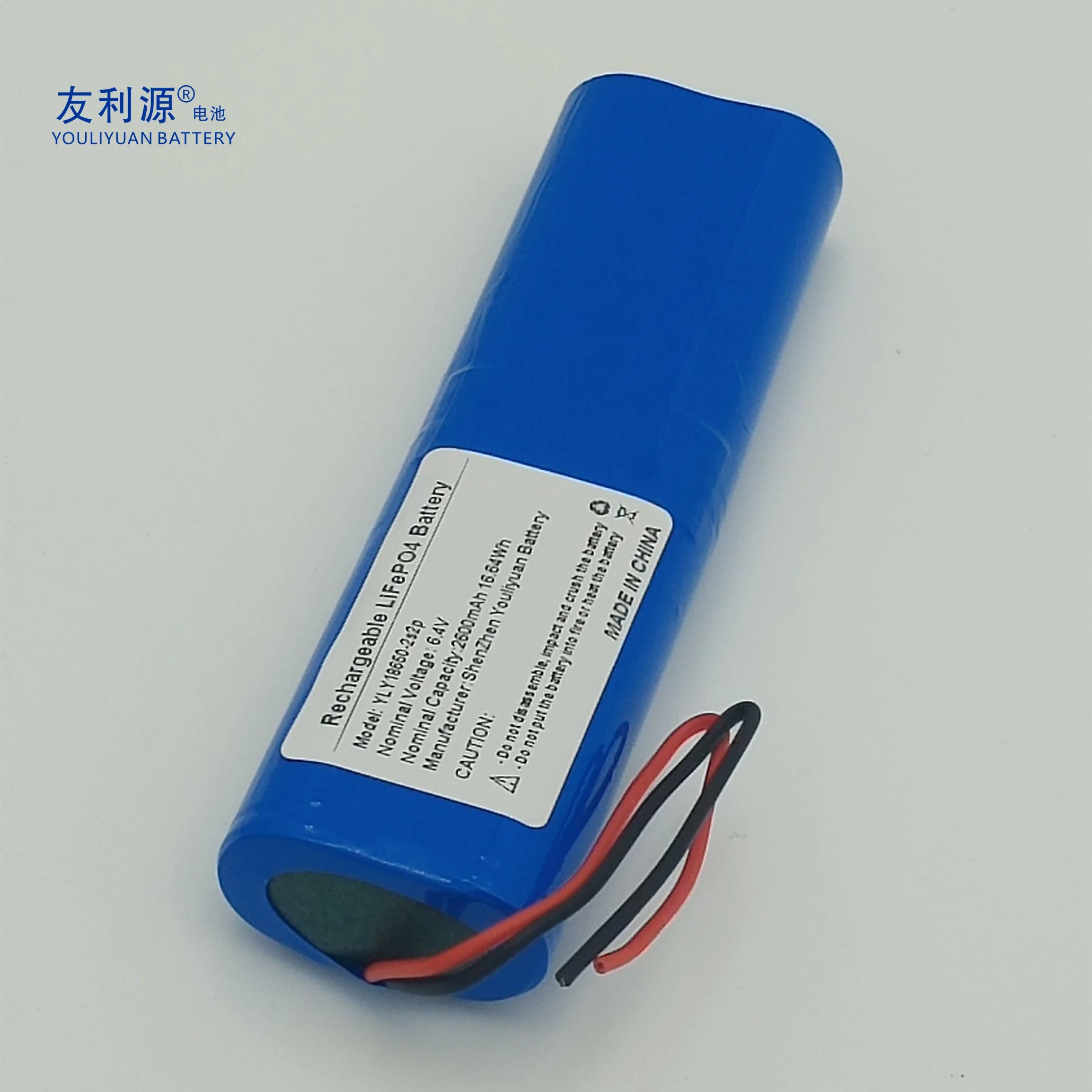 18650 Cell 2s2p 6.4V 2600mAh LiFePO4 Battery with BMS for Lamp Walkie-Talkie Cordless Tools