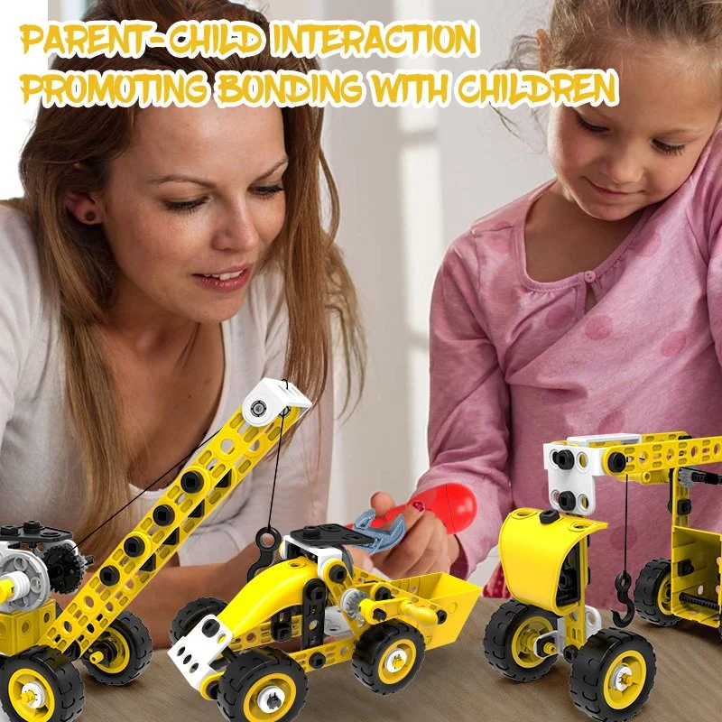 100PCS 8 in 1 Take Apart Car Toy Children Educational Engineering Construction Truck Toy Set Stem Screw Assemble Vehicle Set DIY Building Kit Toys for Kids Boys