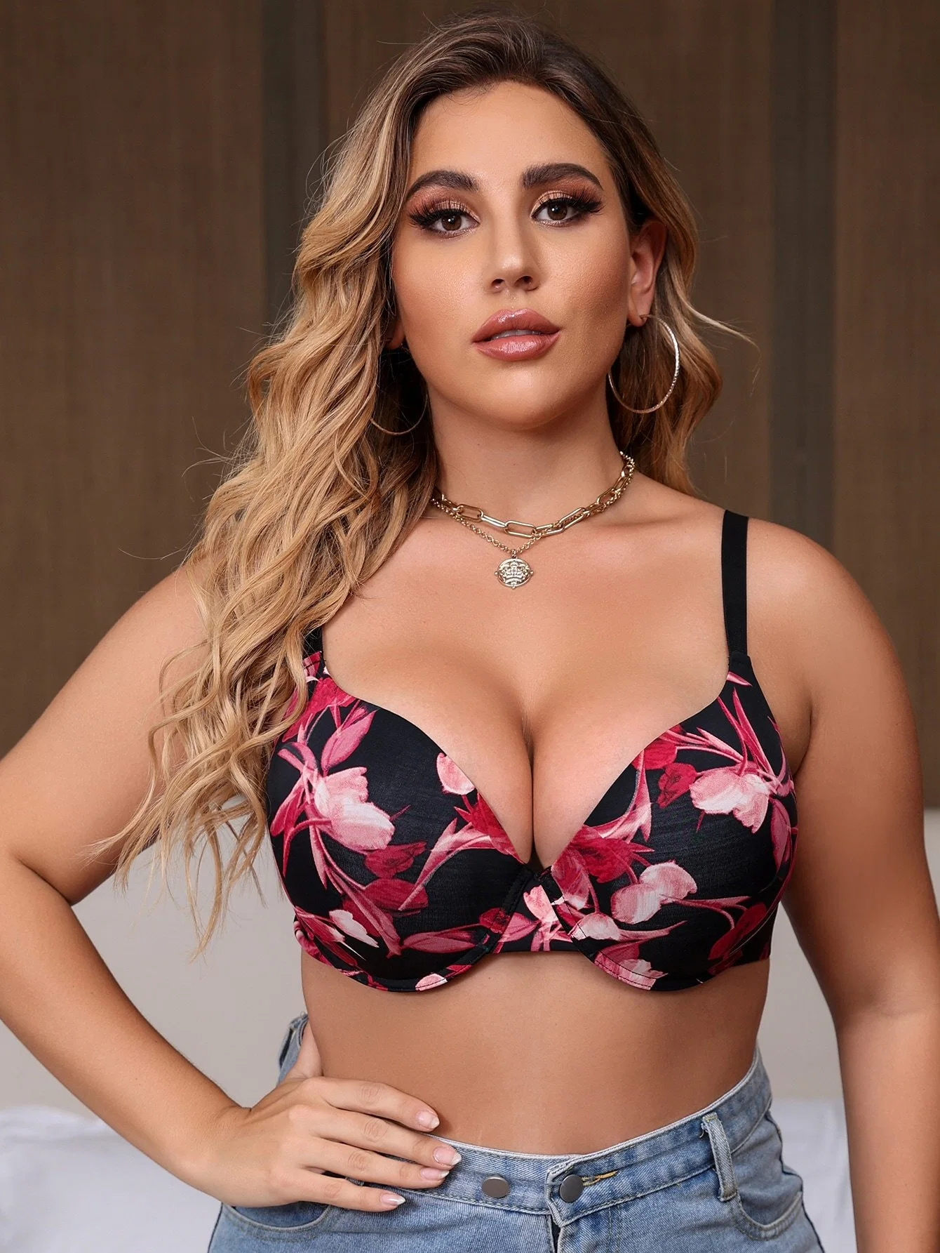 Sexy Print Plus Big Size Push up Sujetador para mujer