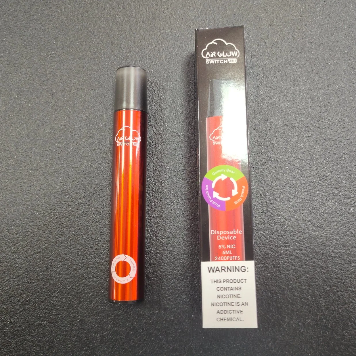 Disposable 3 Flavors in 1 Vape Pen E Cigarette Quit Smoking Cigarette 2400 Puffs Nicotine Concentration5% Fruits Series Non-Variable Voltage