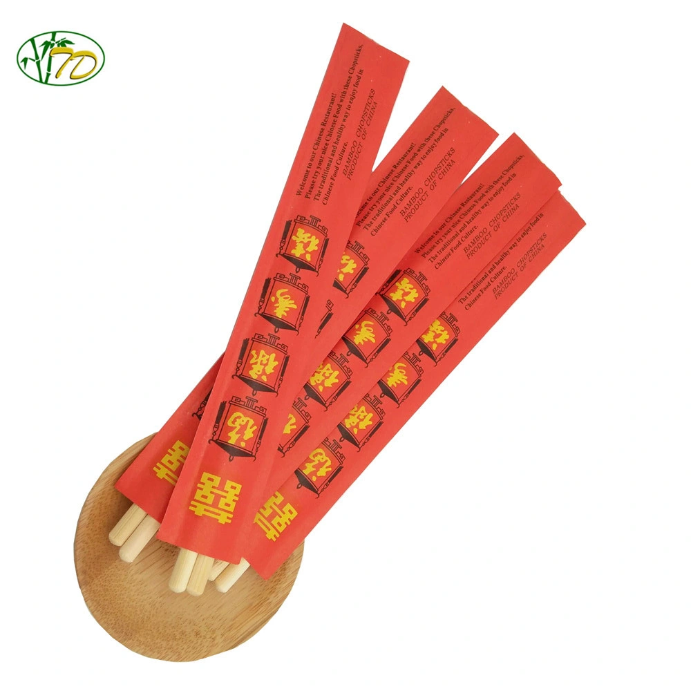 Natural Bamboo Disposable Round Chopsticks with Paper Package