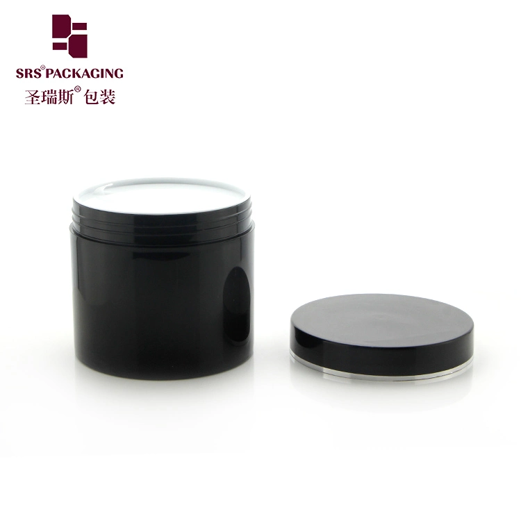 PCR PP Black Jar 400g Eco-friendly Cream Jar Set with Lid Custom Label Factory Sale Body Cream Hair Treatment Container Plastic Packaging