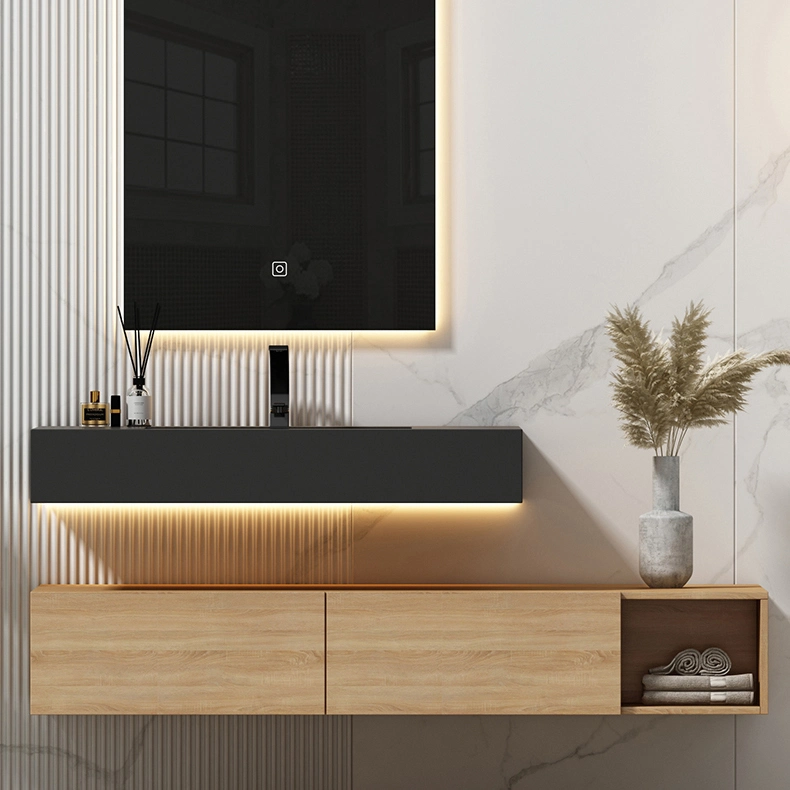 Wholesale/Supplier Hotel Design Modern Wall Mounted Cabinet Furniture Ceramic Basin LED Mirror Bathroom Vanity