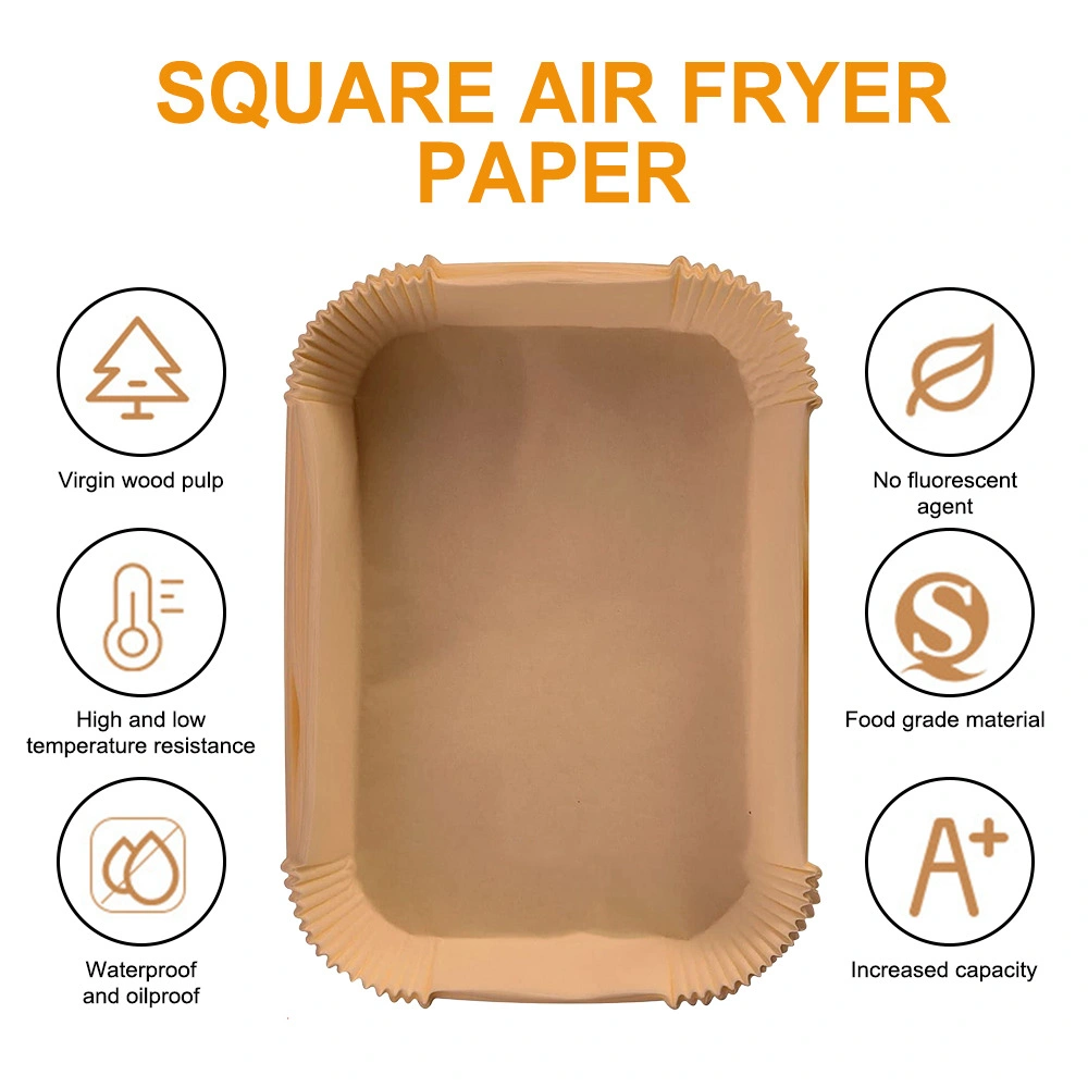 Square, 50PCS, 6.3*1.77in, Special Paper for Air Fryer Square Airfryer Basket Non-Stick Baking Paper Micro-Wave Barbecue Plate Oven Trays for Air Fryer Pan