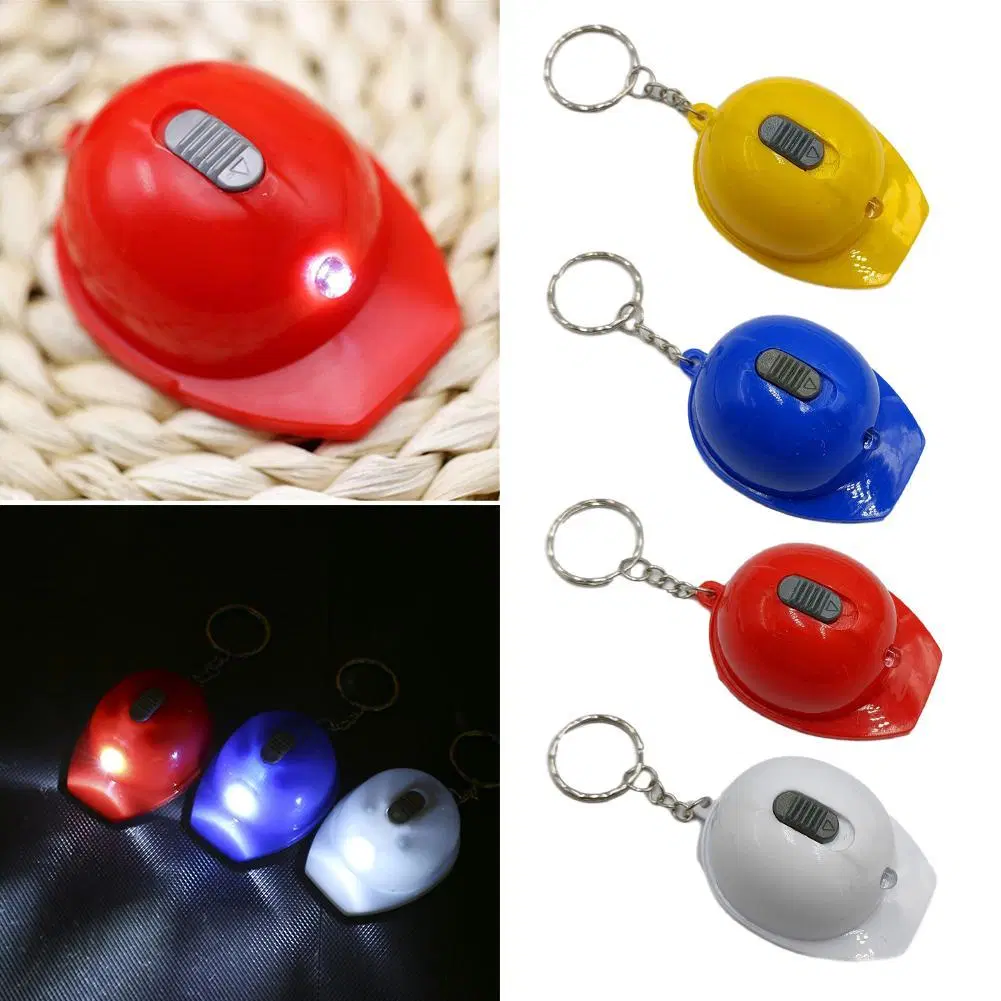 Creative Wholesale/Supplier Portable Simulation Safety Helmet Beer Cap Bottle Opener LED Plastic Opener Keychain