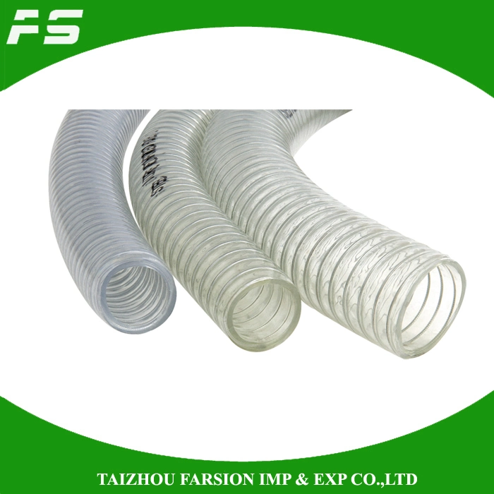 Factory OEM Brand Acid Alikali Oil Resistant Transparent Clear PVC Spiral Steel Wire Spring Reinforced Hose Pipe