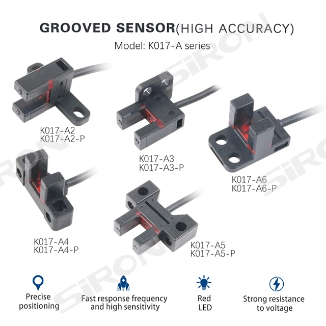 Siron K017-A3 Tipo R LED Rojo ranura del sensor fotoeléctrico de reflexión del transductor de ranura de la óptica IP66.