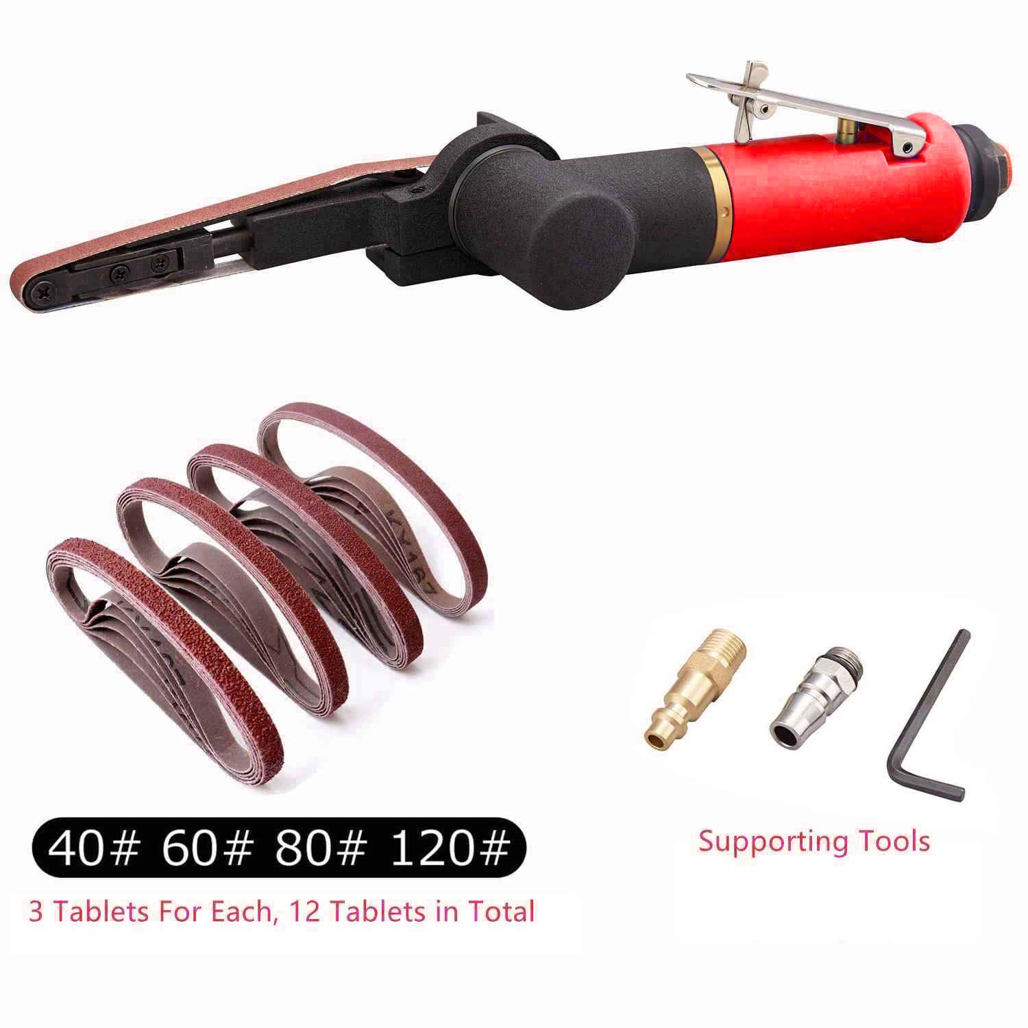 Mini Pneumatic Air Belt Sander with Belt 10mm Pneumatic Belt Sander Air Grinding Polishing Machine Variable Speed Detailing