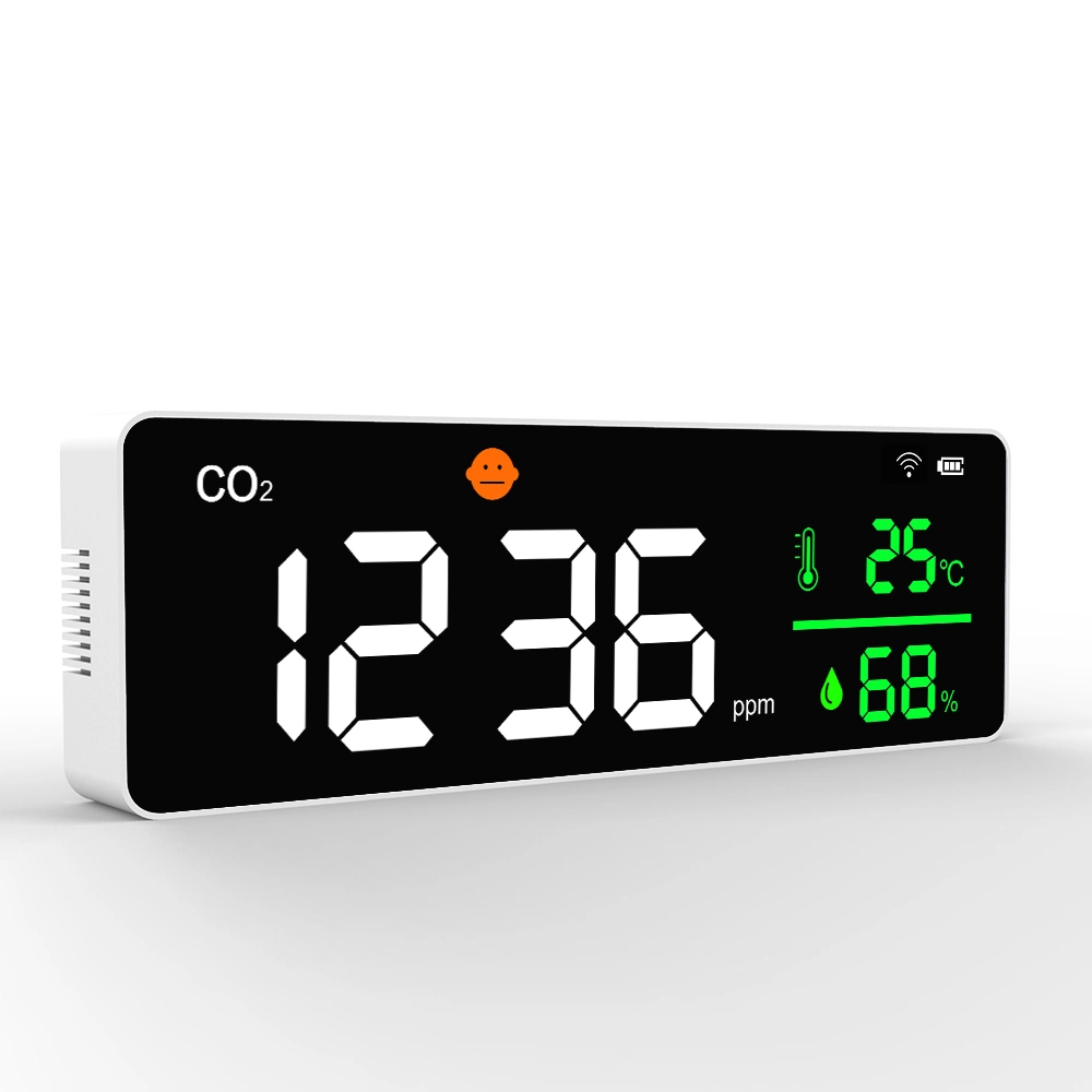 Dm1306 Medidor detector de dióxido de carbono CO2 calidad del aire montada en la pared Monitor con función de alarma temperatura ambiente humedad