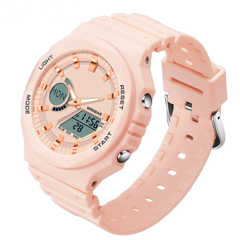 Fashion Plastic Case Digit-Analogue Watch with Plastic Case Strap
