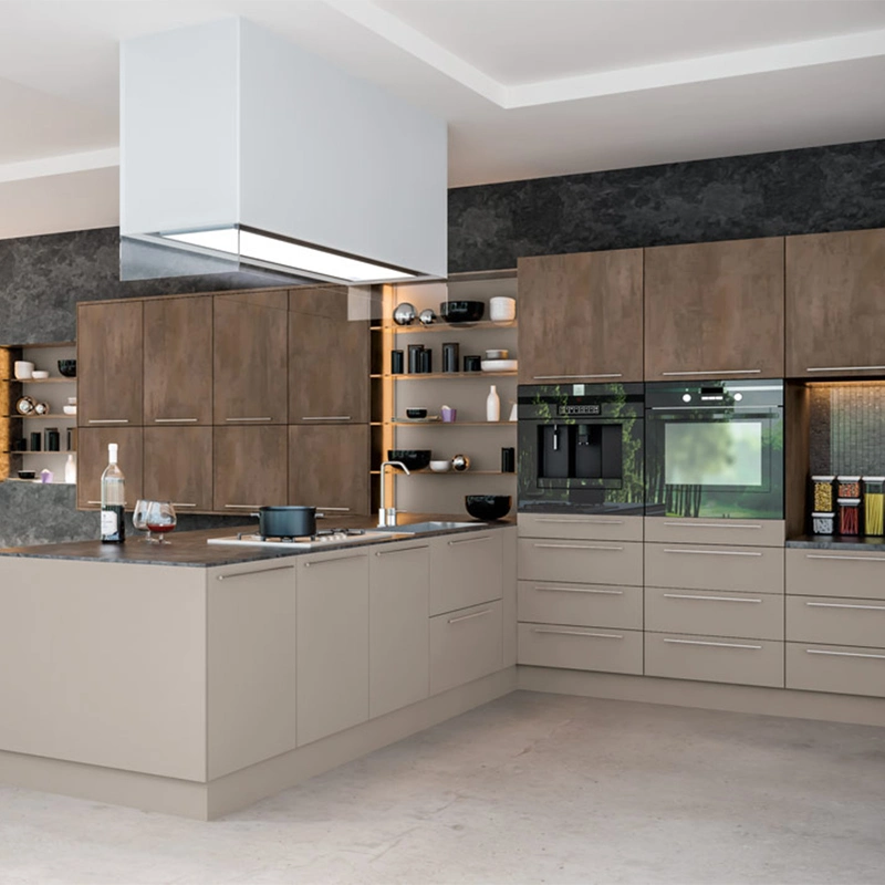 Villa Furniture Kitchen Cabinets with Marble Top Kitchen Island