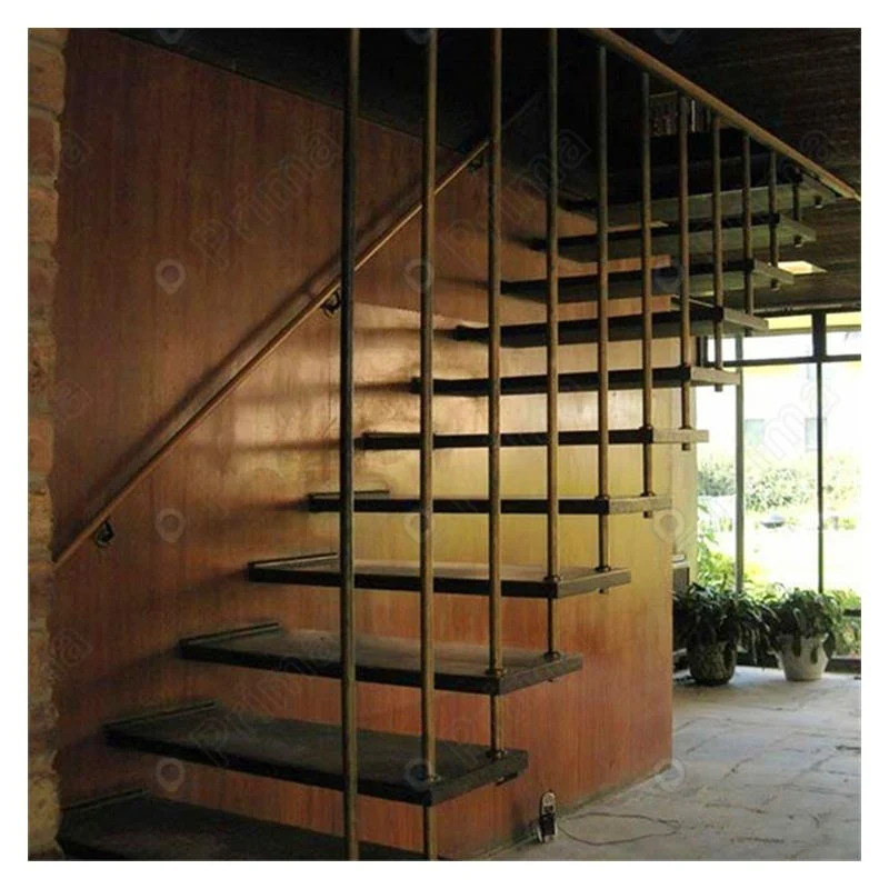 Moderna madera flotante Acero inoxidable Metal Cuarzo vidrio Escaleras