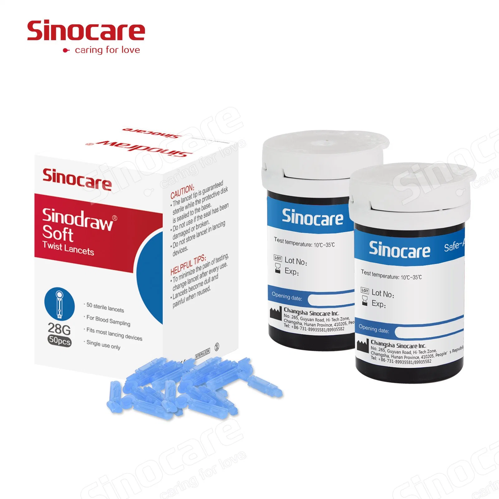 Sinocare Glucose Meter Reliable Quality Blood Glucose Meter Plus Blood Glucose Test Strips Blood Glucose Needle Set