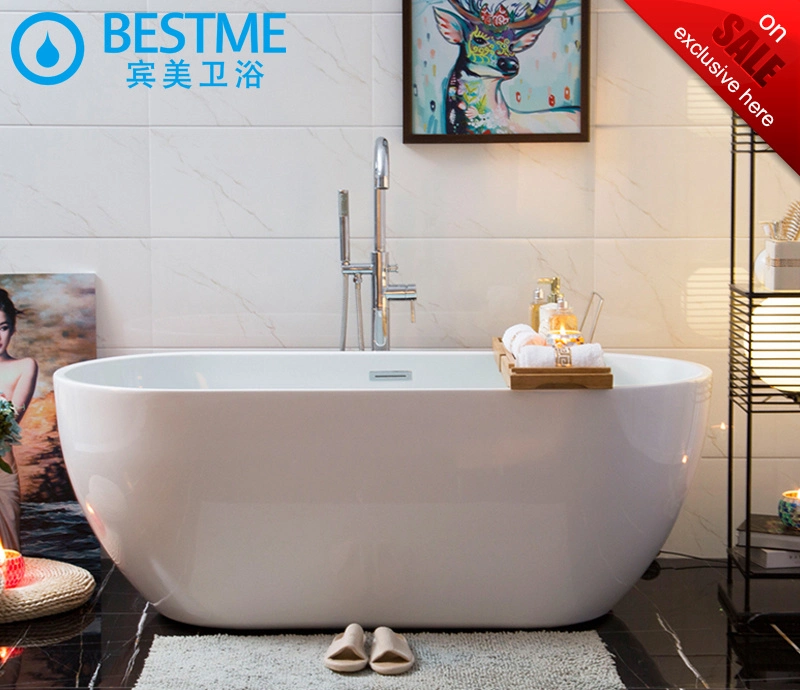 Foshan Bestme Supplier Free-Standing Hot Bathtub Acrylic ODM OEM Easy Clean White Easy Install Art Bathtub (BT-Y2589)