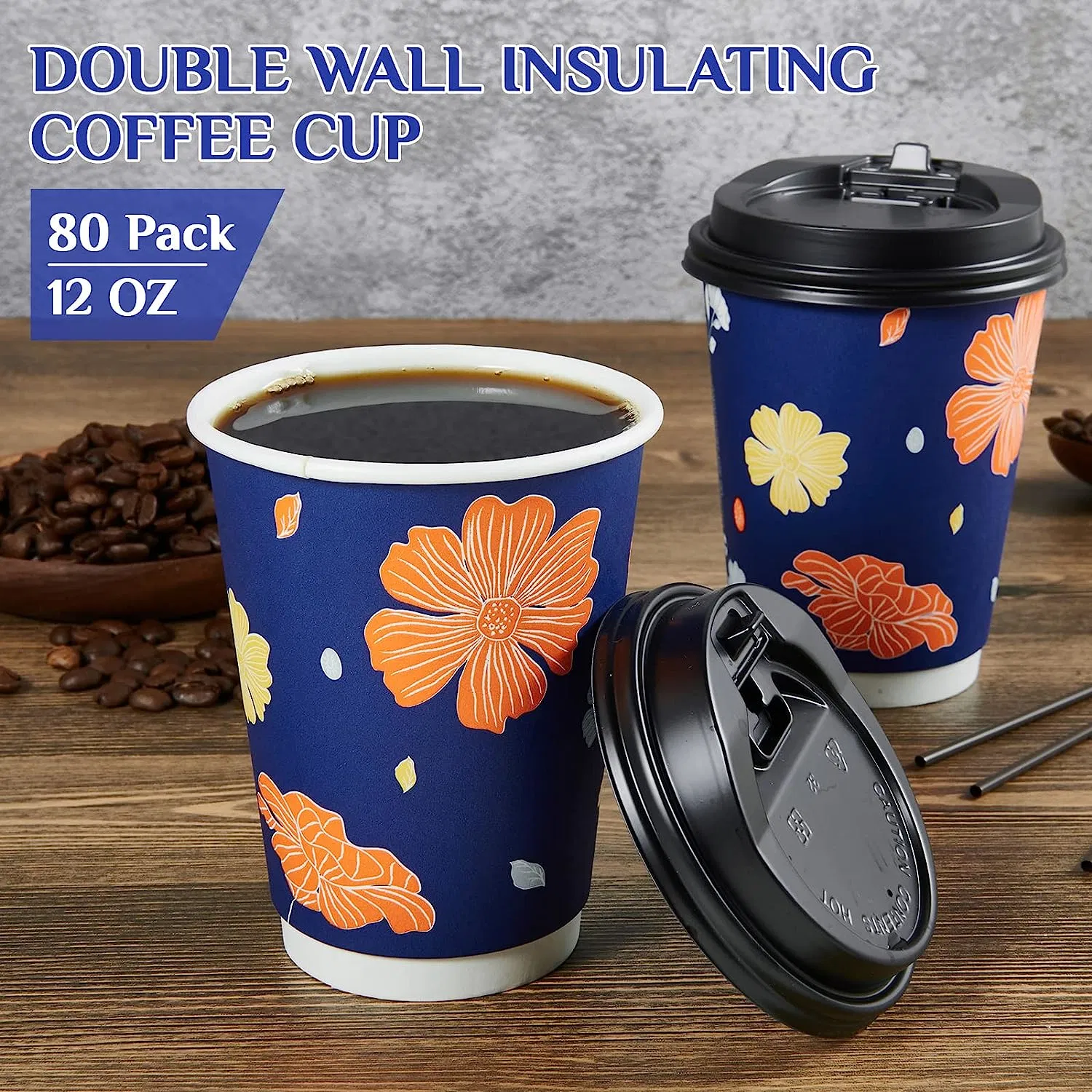 Kundenspezifischer Druck 8oz 12oz 16oz Einweg-doppelwandige Kaffee-Papier Becher