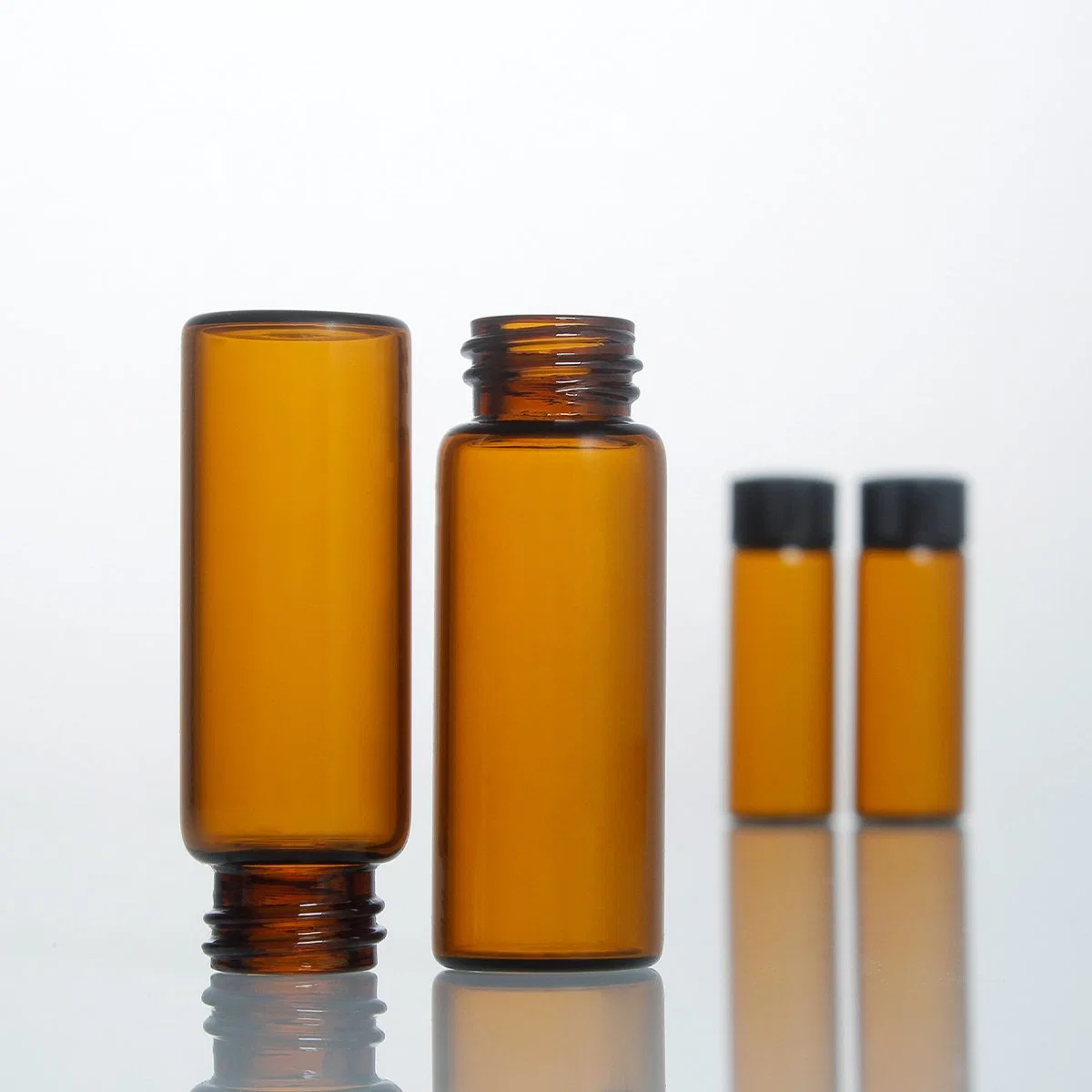 Ready Stock 2 DRAM Tincture Medicine Powder Pharm Amber Clear Glass Vial with Black Cap