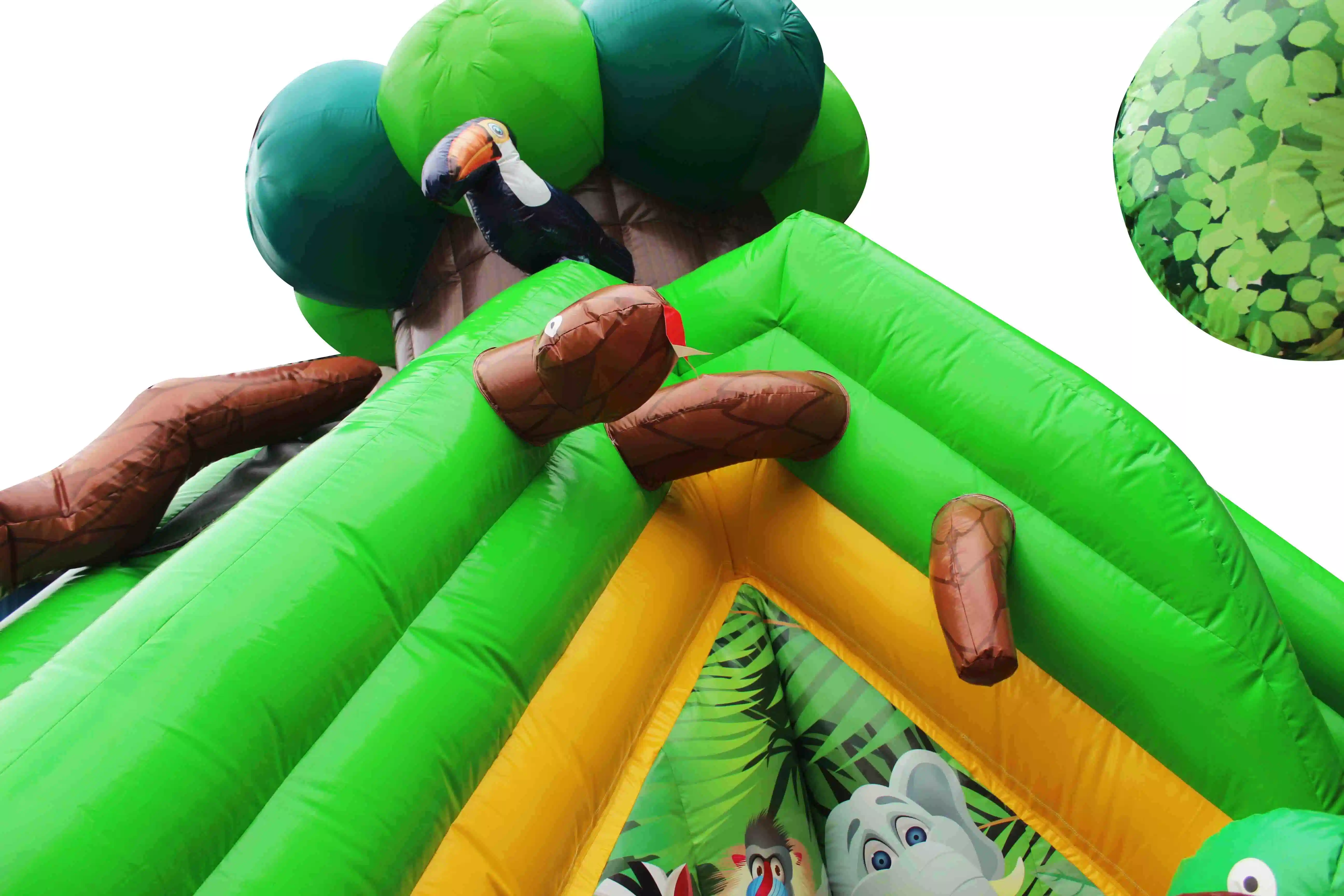 Commercial Bouncy Castle House Obstacle Slide Moonwalk Castle Tarpaulin African Safari Inflatable Playground