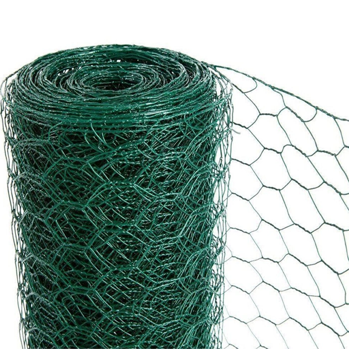 Hexagonal Weave Mesh Chicken Wire Green PVC Coated Mesh Animal Livestock Fencing (0.9m X 25m)