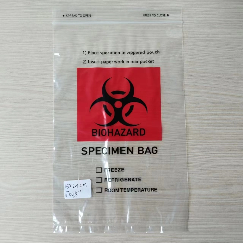 Custom PE Waterproof Specimen Transport Plastic Ziplock Bag for Lab