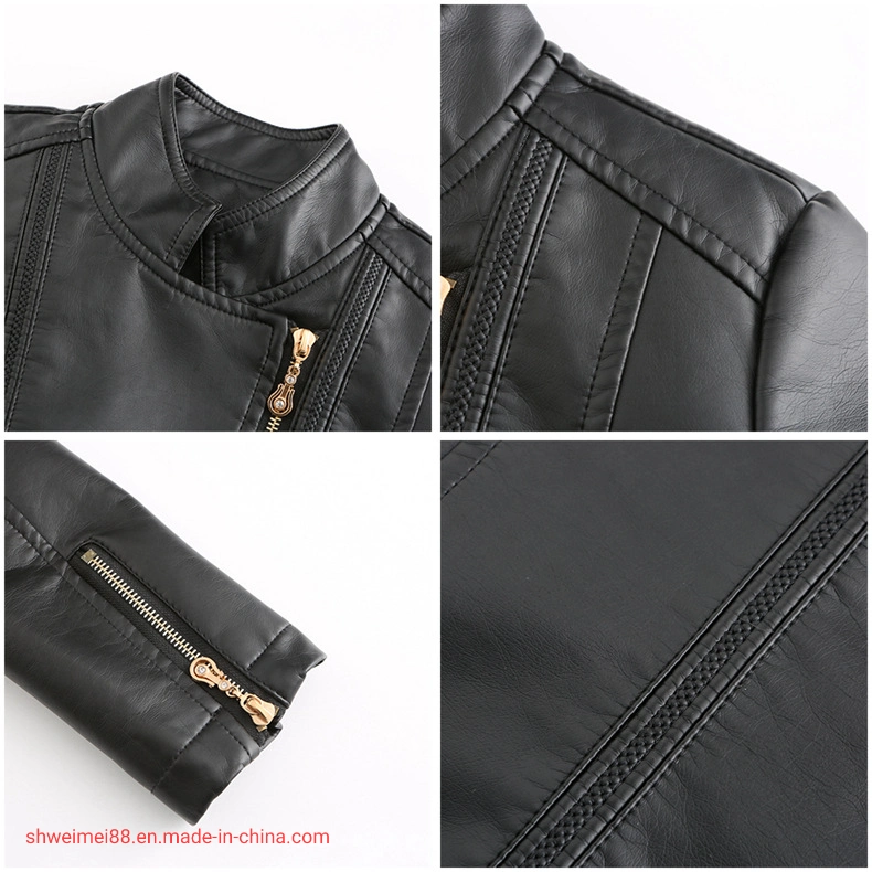 La Petite Biker Jacket de cuero de imitación de la Mujer Chaqueta de Moto chaqueta de cuero negro señoras Wholesale/Supplier Puffer Abrigos Trench Coats Plus Size chaqueta de cuero