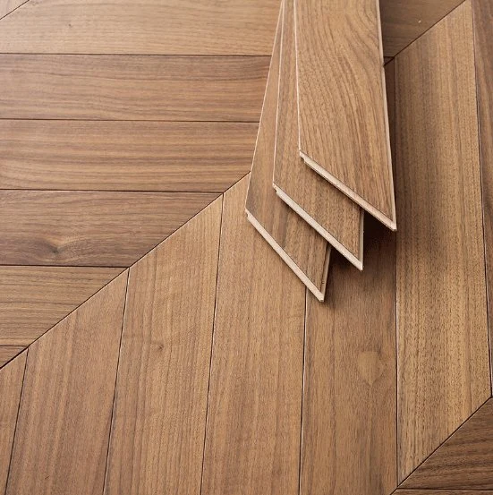 Herringbone Fishbone Wood Laminate Spc Flooring with Brushed Smooth Surface Oak