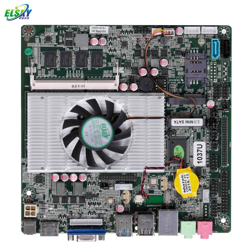 Elsky Dual Board I3 Processor 1.8GHz 1037u-2c Cores I3 I5 I7 Lvds DDR3 Mini PC Board with Fan for Industrial Control 4.0