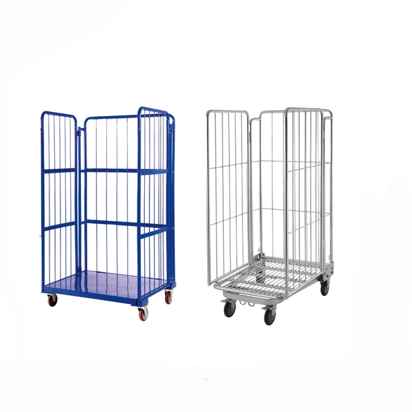 Manufacture Metal Folding Supermarket Wire Roll Container Logistic Pallet Cart