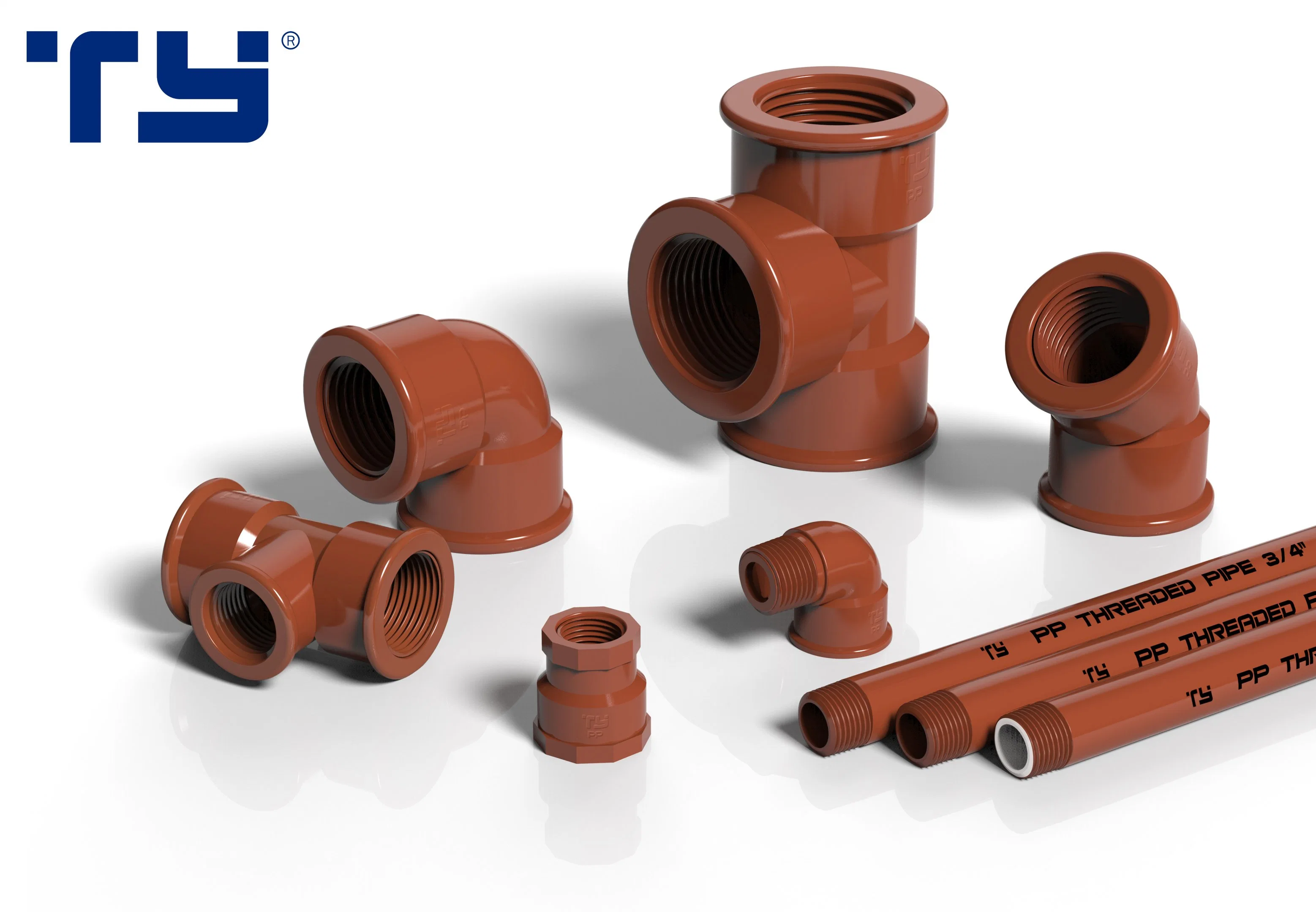 All Size Brown Colors Pph Tube Pipe 1/2 3/4 Inch Pph Pipe Fitting