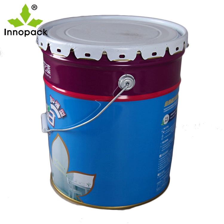 Free Sample 1L/2L/3L/5L/8L/10/18L/20L Tinplate Metal Tin Paint Pail Bucket with Shape Lid