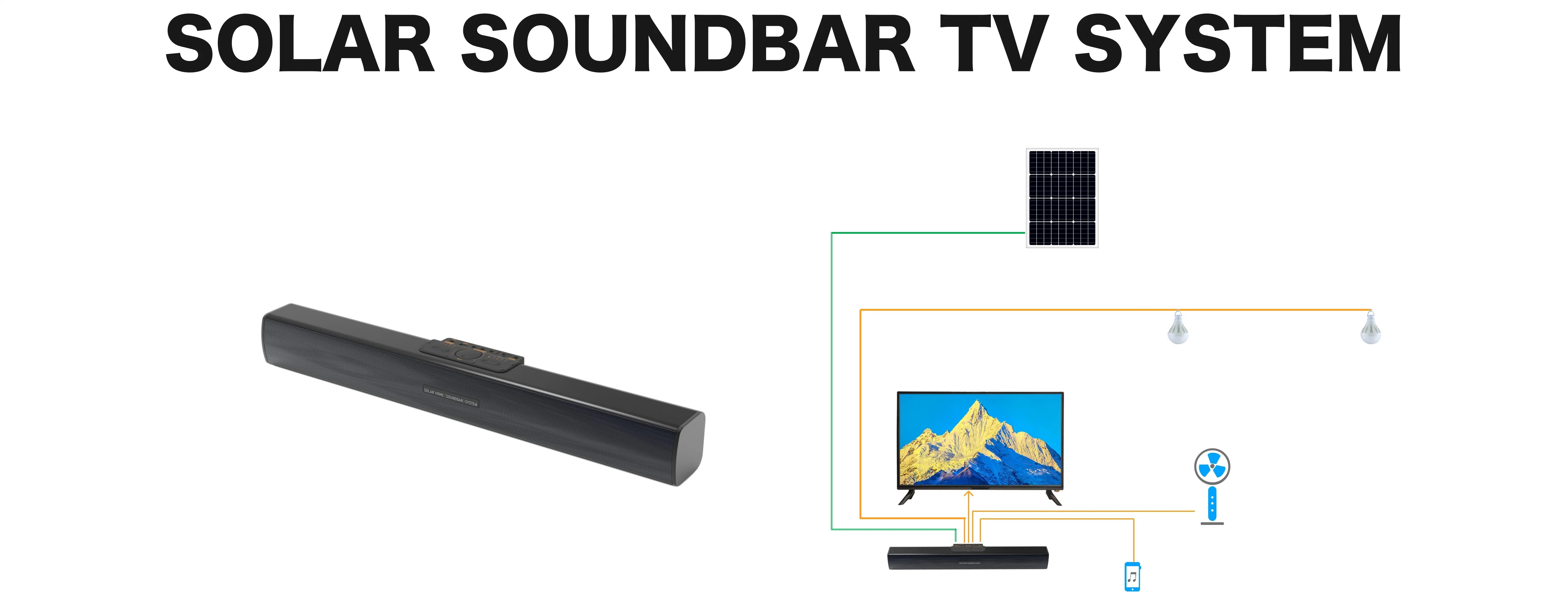 High Power 60W Super Bass Bt5.0 Computer TV Sound Bar 3D Stereo Subwoofer Home Theater Sound Solar TV System