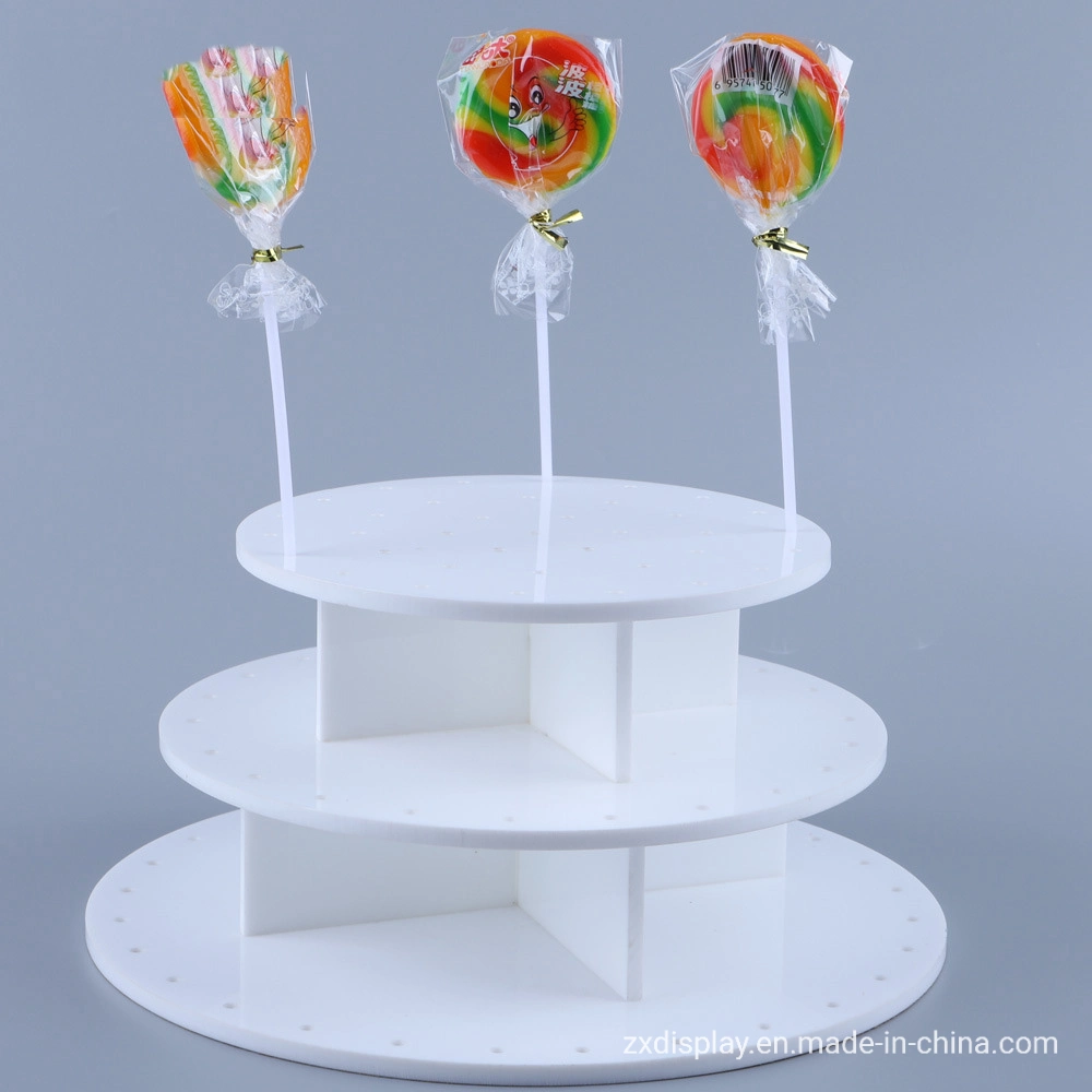 Nuevo diseño de Stand de acrílico blanco Lollipop Stick Candy Rack para contador