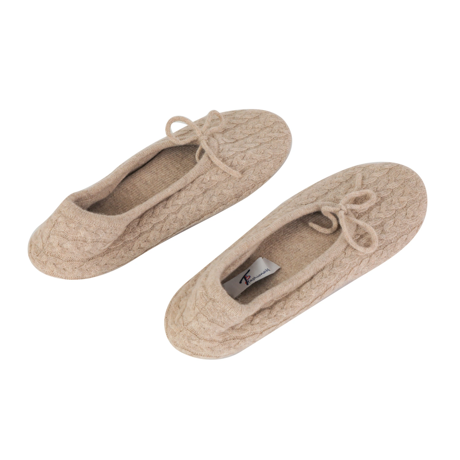 100% Cashmere Leisure Slippers with Leather/Suede Sole