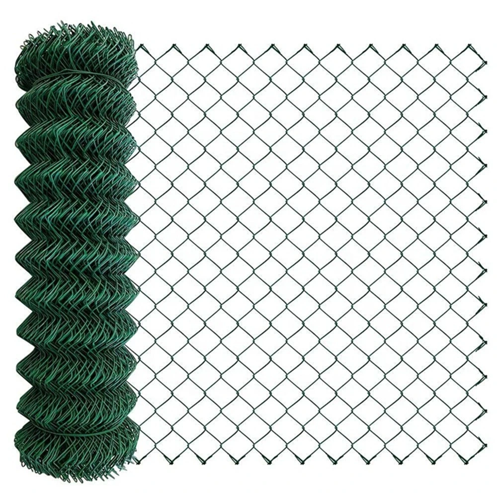 Green PVC Coated Chain Link Fence Wire Mesh Fence