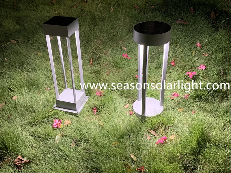 Nueva Ronda de iluminación Energía Solar exterior de iluminación Jardín Bollard Luz Con luz LED blanca y cálida