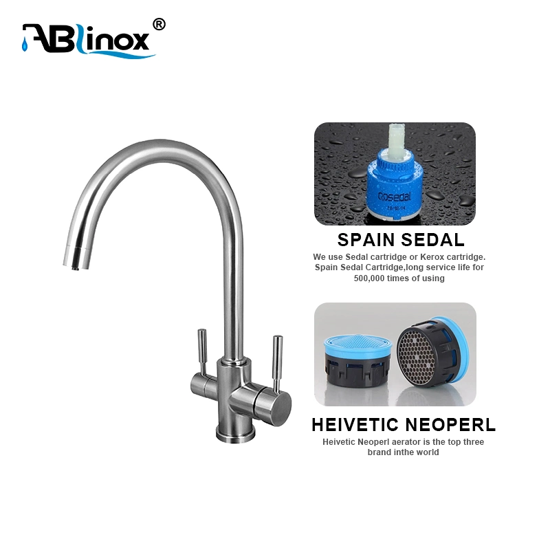 Ablinox Factory Direct Precision Casting Kitchen Accessories Water Basin Stainless Steel Shower Single Handle Sink Mixer Tap Faucet