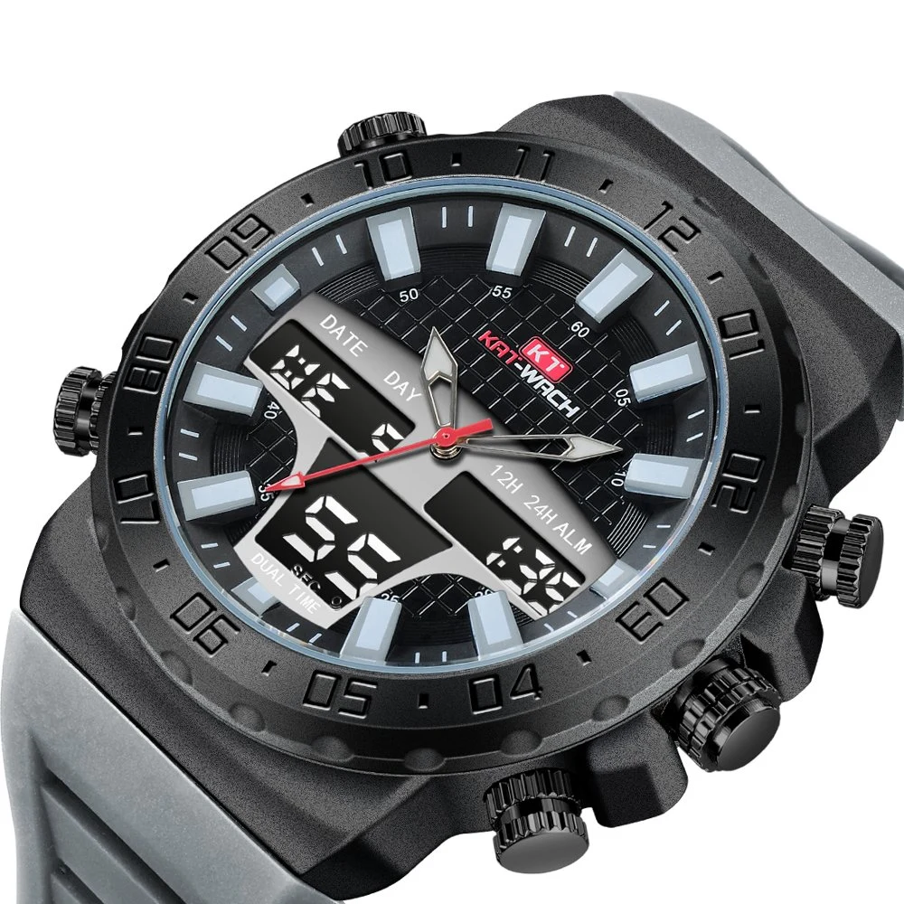 Watch Digital Gift Watch Dual Time Chronograph Quality Waterproof Watch Plastic Watch